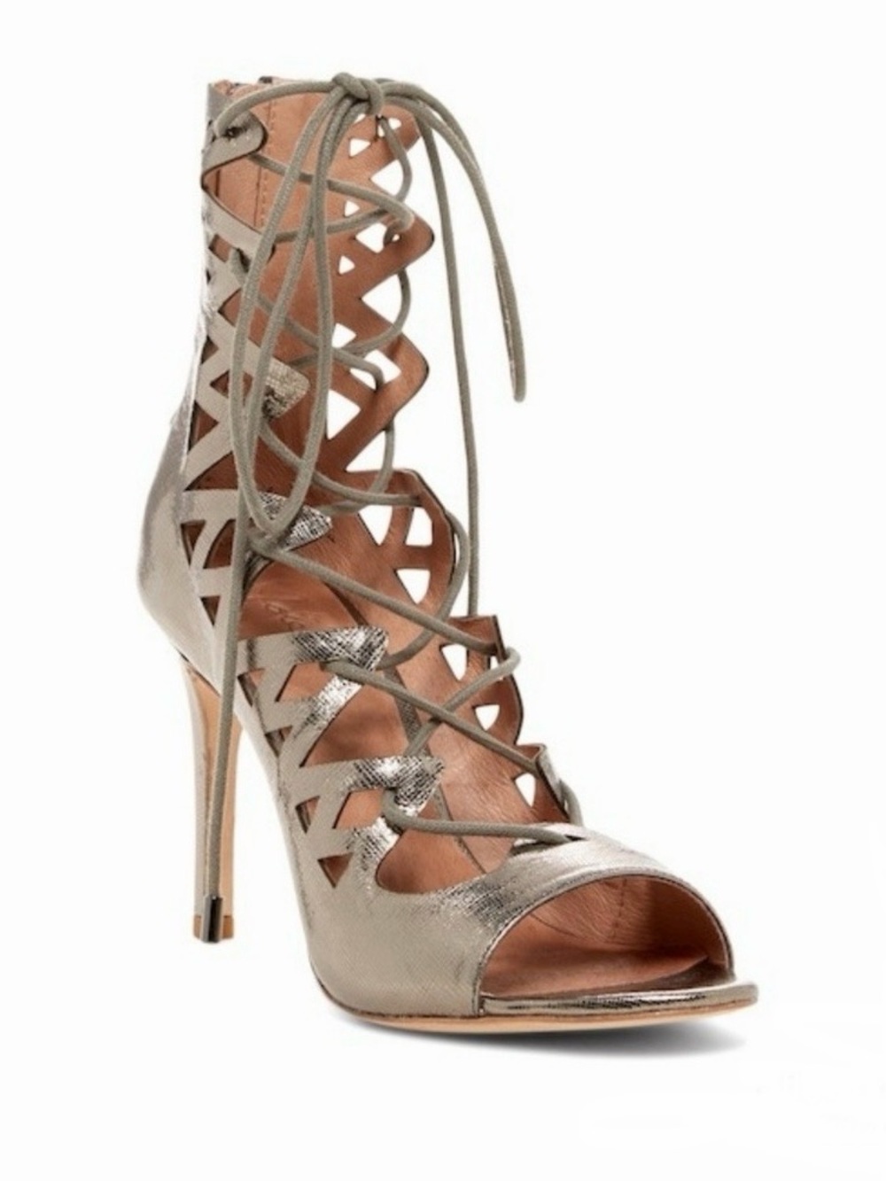 JOIE Quinn Lace-Up High Heel Cutout Sandal